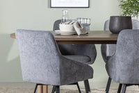 Spisestol Rosie & Andy 2-pakk + Ovalt spisebord 180 x 90 – grå og natur