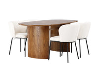 Spisegruppe Edina & Isolde 2-pakk + Ovalt 180 x 90 – hvit og natur