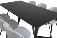 Spisegruppe Marina & Velvet 180 x 90 + spisestol 2-pakk – svart og lys grå