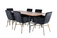 Spisestol Petra & Uno + Rektangulært spisebord 200 x 90 – svart og natur