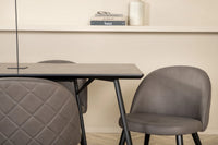 Spisegruppe Petra & Velvet rektangulær 190 x 90 + spisestoler 2-pakk – svart og grå