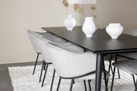 Spisestol Evelina & Ellis 2-pakk + rektangulært spisebord 230 x 85 – grå og svart