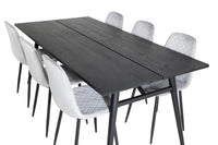 Spisegruppe Sleek & Polar 195 x 95 med 2-pakk spisestoler – svart og grå
