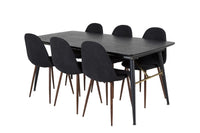 Spisebord Gold & Polar rektangulært 180 x 85 + spisestol 2-pakk – svart