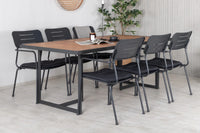Spisestol Nicke & Khung 2-pakk – svart + Spisebord 200 × 100 – natur