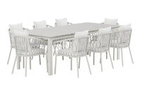 Spisegruppe Levels & Linos 229 × 100 med 2-pakk spisestoler – beige og hvit