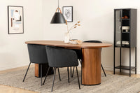 Spisegruppe oval 200 x 90 – svart og valnøtt