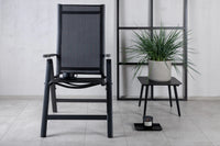 Posisjonsstol Albany & Marbella 2-pakk + Rektangulært spisebord 160 x 100 – svart