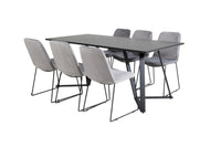 Spisestol Muce & Marina 2-pakk + Spisebord Muce & Marina 180 x 90 – grå og svart