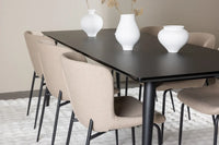 Spisegruppe 2-pakk + rektangulært spisebord 230 x 85 – beige og svart