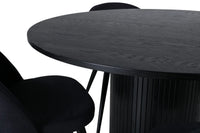Spisegruppe Bianca & Velvet Rund ⌀110 + spisestol 2-pakk – svart
