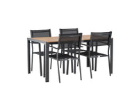 Spisestol Copacabana & Break 2-pakk + Rektangulært spisebord 150 x 90 – svart og mørkegrå