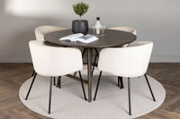 Spisegruppe Berit & Kaseidon + Rundt ⌀100 – beige og mørkebrun