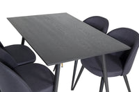 Spisegruppe Dipp & Velvet 120 x 85 + 2-pakk spisestoler – svart