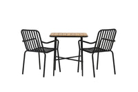Kafébord Holmbeck & Peking 70 x 55 + spisestol 2-pakk – natur og svart