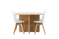 Spisestol Edvin & Leo 2-pakk + Rektangulært spisebord 100 x 100 – natur