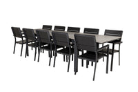 Spisegruppe Levels rektangulær 229 × 100 + spisestol 2-pakk – svart