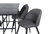 Spisegruppe 200 x 90 + spisestol 2-pakk – svart og grå