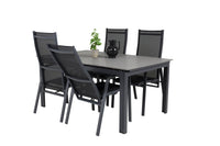 Spisegruppe Levels & Copacabana 160 x 100 + reklinerstol 2-pakk – svart