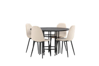 Spisestol Polar & Copenhagen 2-pakk – beige + Spisebord rundt ⌀115 – svart