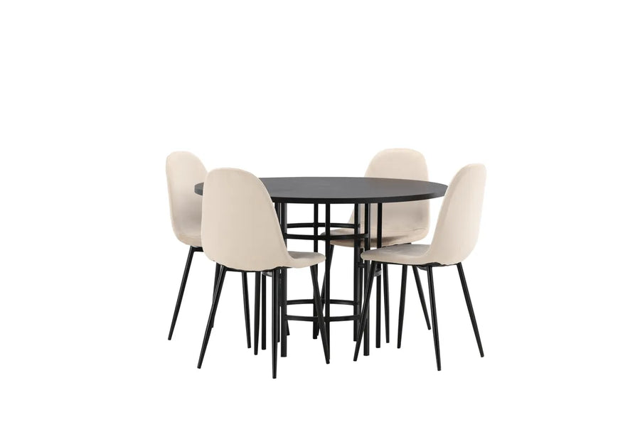 Spisestol Polar & Copenhagen 2-pakk – beige + Spisebord rundt ⌀115 – svart