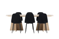 Spisestol Polar & Bootcut 2-pakk + Spisebord ovalt 230 x 115 – svart og natur