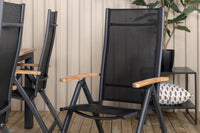 Posisjonsstol Panama 2-pakk + Rektangulært spisebord 224 x 100 – svart