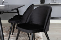 Spisegruppe Sleek & Velvet 195 x 95 + 2-pakk spisestol – svart