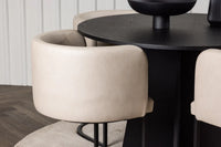 Spisegruppe Bootcut & Simrishamn Rund ⌀110 – svart og beige