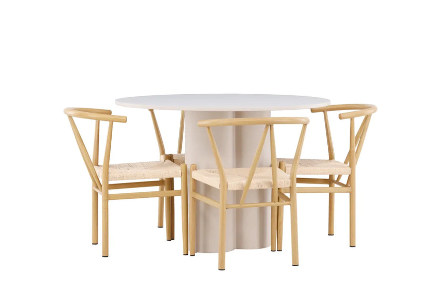 Spisegruppe Alfons & Olivia + Rundt ⌀110 – beige