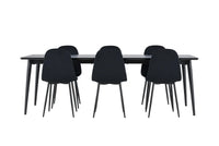 Spisestol 2-pakk + Rektangulært spisebord 230 x 85 – svart