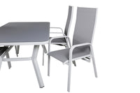 Spisebord Virya & Copacabana rektangulært 160 x 90 + reclinerstol 2-pakk – grå