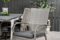 Rektangulært spisebord Levels & Anna 229 × 100 + 2-pakk spisestol – hvit og grå