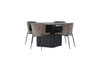 Spisestol Modesto & Matilda 2-pakk + Spisebord rundt ⌀130 – brun og svart