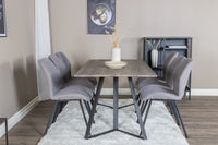 Spisegruppe Gemma & Marina 2-pakk + rektangulært spisebord 180 x 90 – grå og natur