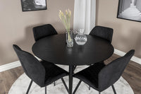 Spisestol 2-pakk + Rundt spisebord ⌀115 – svart