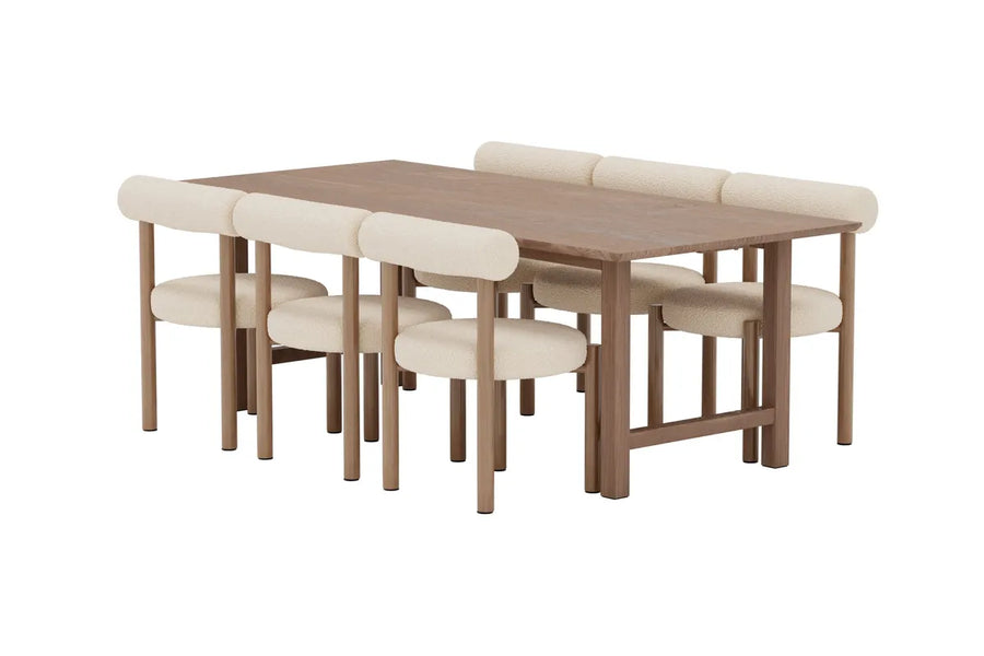 Spisegruppe Count & Tillo 220 x 100 2-pakk – brun og hvit