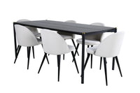 Spisegruppe Pelle & Velvet 190 x 90 + spisestol 2-pakk – svart og krem
