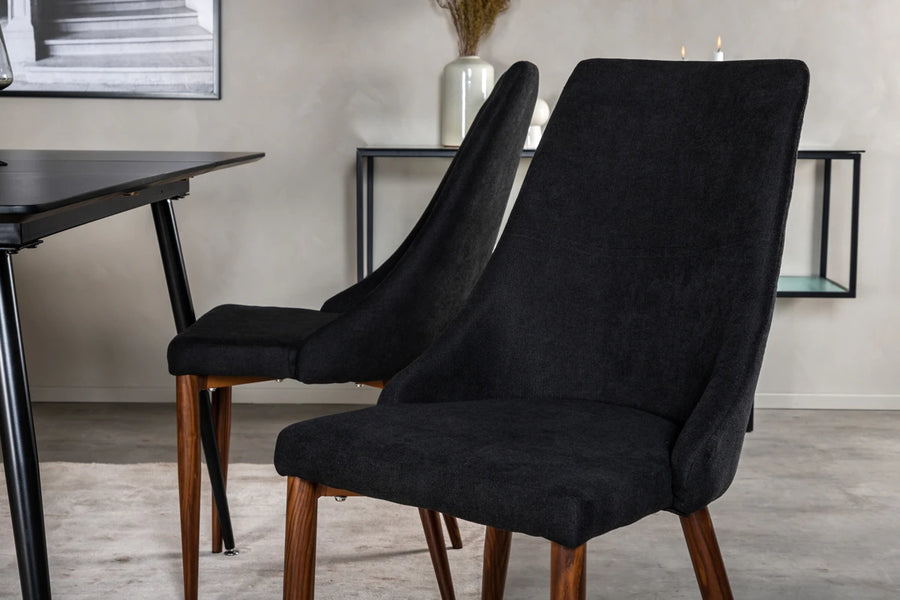 Spisebord rektangulært 120 x 80 + spisestol 2-pakk – svart