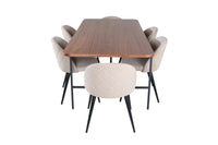 Spisegruppe Uno & Velvet rektangulært 200 x 90 + spisestol 2-pakk – natur og beige