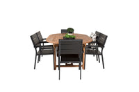 Spisestol Kenya 2-pakk – svart + Spisebord ovalt 180 x 120 – natur