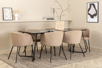 Spisegruppe Berit & Petra 190 x 90 – beige og svart