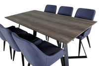 Spisestol Plaza & Marina 2-pakk – blå + rektangulært spisebord 180 x 90 – natur