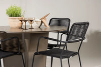 Spisestol Lindos & Santa Fe 2-pakk – svart + Spisebord rundt ⌀120 – brun