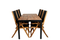 Spisestol Little John 2-pakk – svart + Spisebord rektangulært 205 x 90 – natur