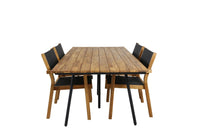 Spisestol Venice & Chan 2-pakk + rektangulært spisebord 200 × 100 – natur