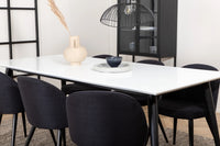 Spisegruppe Jimmy & Velvet 195 x 90 + spisestol 2-pakk – hvit og svart