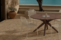 Spisegruppe Peking & Rosario 2-pakk, rundt bord ⌀140 – beige og brun