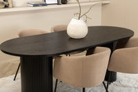 Spisegruppe Berit & Bianca + Ovalt 200 x 90 – beige og svart