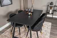 Spisestol Velvet & Inca 2-pakk + Rektangulært spisebord 160 x 85 – svart